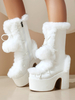 Bottes Sweet Lolita en daim avec nœuds et bout rond chaussures Lolita blanches