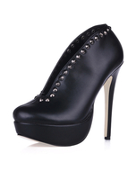 Bottillons à talons aigus sexy noirs en Synthétique avec rivets