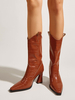 Bottillons femmes pointues Toe Chunky Heel Chunky Cuir Cafe Café Bottines Bottines