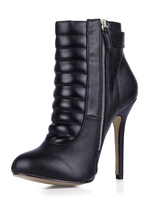 Bottine à talon aigu en Synthétique noir avec zip et boucle