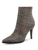 Bottine femme à bout pointu et talons aigus écossaise Boots