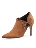 Bottine femme à bout pointu et talons aigus en micro daim unicolore avec noeud Boots