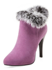 Bottine femme à bout pointu et talons aigus en micro daim unicolore en fausse fourrure Boots