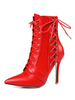 Bottine femme à bout pointu et talons aigus en Synthétique unicolore avec lacets Boots
