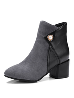 Bottine femme à bout pointu et talons épais en Synthétique bicolore avec perles Boots