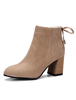 Bottine femme à bout rond et talons épais en micro daim unicolore avec lacets Boots