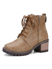 Bottine femme à bout rond et talons épais en Synthétique unicolore avec lacets Boots
