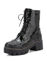 Bottine femme à bout rond et talons épais en Synthétique unicolore avec paillettes Boots