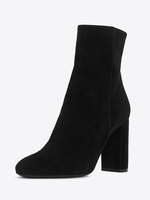 Bottines à bout pointu en daim noir à talons blocs chaussures