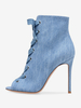 Bottines À Lacets Bout Ouvert En Denim Botte Découpé Sexy Femmes