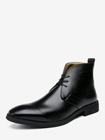Bottines à lacets en cuir à bout pointu pour homme