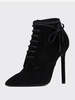 Bottines à lacets en daim pour femmes bottines noires à bout pointu et à talons hauts