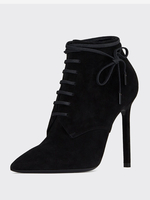 Bottines à lacets en daim pour femmes bottines noires à bout pointu et à talons hauts