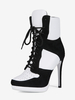 Bottines à lacets et bout rond pour femme style patchwork talons hauts