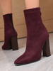 Bottines à lacets léopard pour femmes bottes à fermeture éclair en cuir suédé bout pointu talon épais