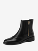 Bottines à lacets noires en cuir de vache femmes bout rond fermeture éclair