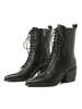 Bottines à lacets peau de vache à bout pointu Chaussures à talons épais pour femmes