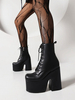 Bottines à lacets pour femmes bottines à bout rond et talon épais