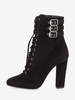 Bottines à lacets pour femmes bottines noires à bout rond avec boucle et talon épais