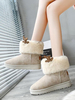 Bottines à Plate de Neige Hiver Femme à Fausse Fouffure Synthétique Unicolore avec Bout Rond Bottines Femme