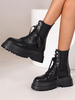 Bottines à Plateforme à Zip en Cuir Synthétique Unicolore