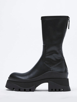 Bottines à plateforme noires pour femmes bottines zippées à bout rond