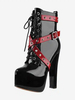 Bottines à rivets noirs pour femmes bottines à bout rond et à talons épais
