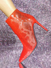 Bottines à talon aiguille et bout pointu pour femme motif serpent rouge