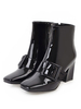 Bottines à talon carré en cuir verni pour femmes; 2.8 "