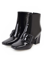Bottines à talon carré en cuir verni pour femmes; 2.8 "