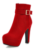 Bottines à Talon Haute Fin avec Plateforme à Cuir Synthétique en Croûte avec Boucles Femme avec Bout Rond Unicolore Bottines Femme