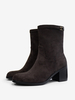 Bottines à talon épais et bout rond en daim marron foncé pour femmes