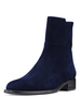 Bottines à talon plat en daim bleu foncé