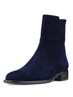 Bottines à talon plat en daim bleu foncé