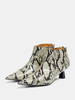 Bottines à talons chaton Bottines zippées à bout pointu et imprimé serpent