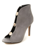 Bottines à talons en daim grises pour femmes; bout ouvert; bottes à talons hauts