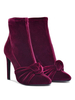 Bottines à talons en velours pour femmes bordeaux à bout rond talon aiguille de 4;7 "