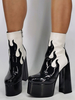 Bottines à Talons Hautes avec Plateforme Femmes Imprimés à Cuir Synthétique Vernis avec Bout Rond Bicolores