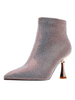 Bottines à Talons Hautes en Métal Femmes Hivers à Bout Pointu à Cuir Synthétique avec Paillettes Unicolore
