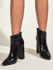 Bottines à Talons Hautes Femmes à Cuir Synthétique Vernis Imprimé Animal avec Bout Pointu Unicolore