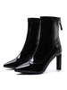 Bottines à Talons Hautes Femmes Hivers à Bout Pointu à Cuir Synthétique Vernis Unicolore