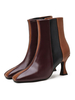 Bottines à Talons Hautes Femmes Hivers à Bout Rond Unicolore à Cuir Synthétique en Croûte Cousu avec Fausse Fourrure
