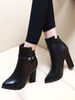 Bottines à Talons Hautes Femmes Hivers à Cuir Synthétique avec Bout Pointu Unicolore Décors avec Boucles