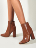 Bottines à Talons Hautes Femmes Hivers à Cuir Synthétique Vernis Imprimé Animal avec Bout Pointu Unicolore