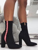 Bottines à Talons Hautes Femmes Hivers Elastique avec Bout Pointu à Cuir Synthétique en Crôute Décors avec Rayures