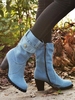 Bottines à talons Hautes Femmes Hivers en Toiles avec Bout Rond Unicolore Décors avec Poches