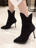 Bottines à Talons Hautes Fins avec Bout Pointu à Cuir Synthétique en Croûte Unicolore