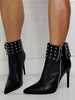 Bottines à Talons Hautes Fins Femmes à Cuir Synthétique Vernis Décors avec Cloutées à Zip Hiver Bottines à Talons Hautes Femme