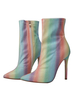 Bottines à Talons Hautes Fins Femmes Hivers à Bout Pointu à Cuir Synthétique Imprimé Les Rayures Multicolours