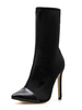 Bottines à Talons Hautes Fins Hiver Femmes à Cuir Synthétique Cousu en Crôute avec Bout Pointu Unicolore
